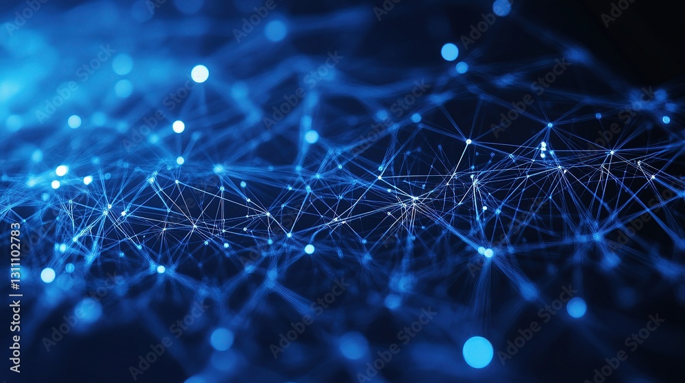 Obraz premium Abstract Blue Background with Interconnected Lines and Shapes