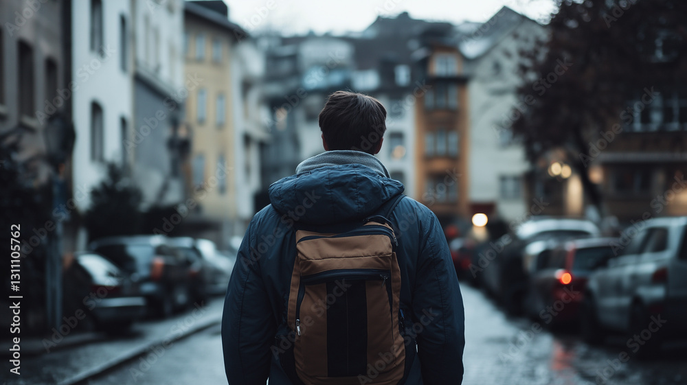 Walking Through a Quiet Street in a Cozy Neighborhood, a Man Reflects on His Thoughts as the Day Fades Into Dusk and the Streets Become Alive With Subtle Charm Generative AI Walking Through a Quiet Street in a Cozy Neighborhood, a Man Reflects on His Thoughts as the Day Fades Into Dusk and the Streets Become Alive With Subtle Charm Generative AI