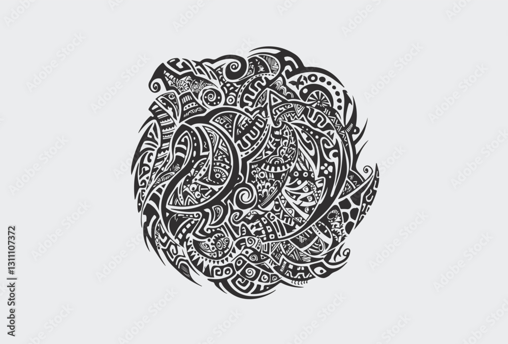 Vector tribal tattoo. Silhouette illustration. Isolated abstract element Vector tribal tattoo. Silhouette illustration. Isolated abstract element