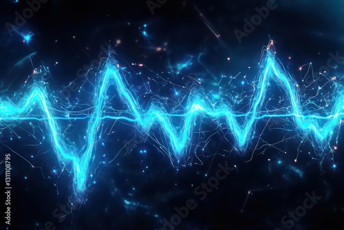 A dramatic, medical visualization of an erratic heartbeat pattern, glowing blue and black, symbolizing cardiac distress