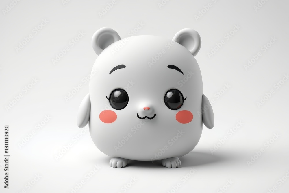 there is a white toy with a pink nose and eyes there is a white toy with a pink nose and eyes