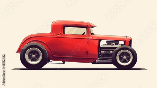 Retro Red Hot Rod Side Profile photo