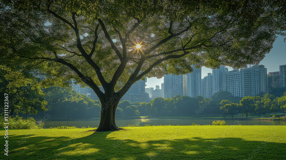 Naklejka premium sunlight from tree