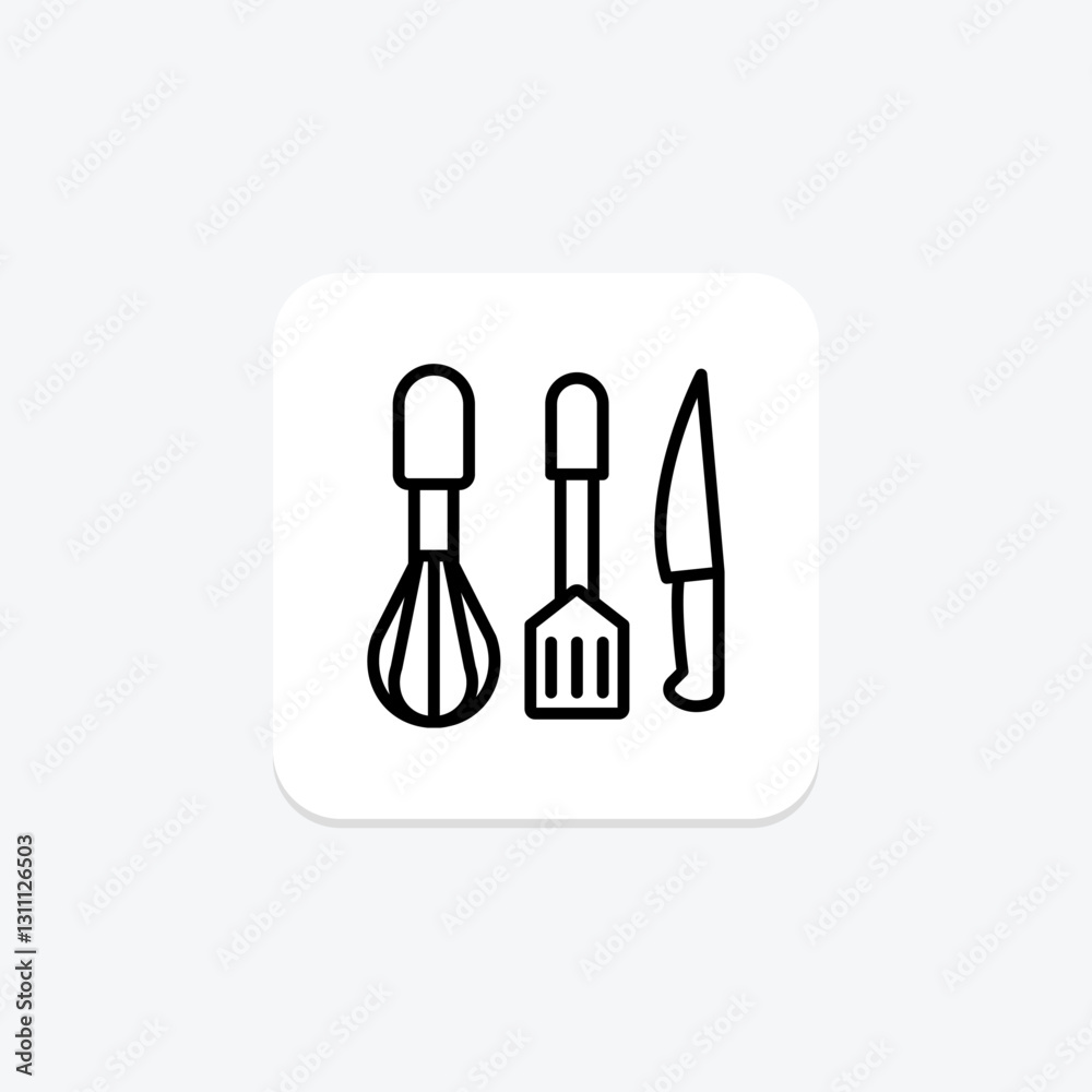 Utensils line icon, vector, pixel perfect, illustrator file Utensils line icon, vector, pixel perfect, illustrator file
