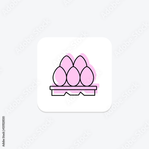 Eggs color shadow thinline icon, vector, pixel perfect, illustrator file