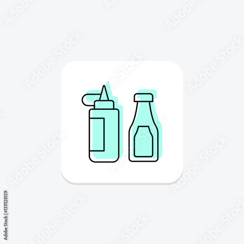 Ketchup color shadow thinline icon, vector, pixel perfect, illustrator file