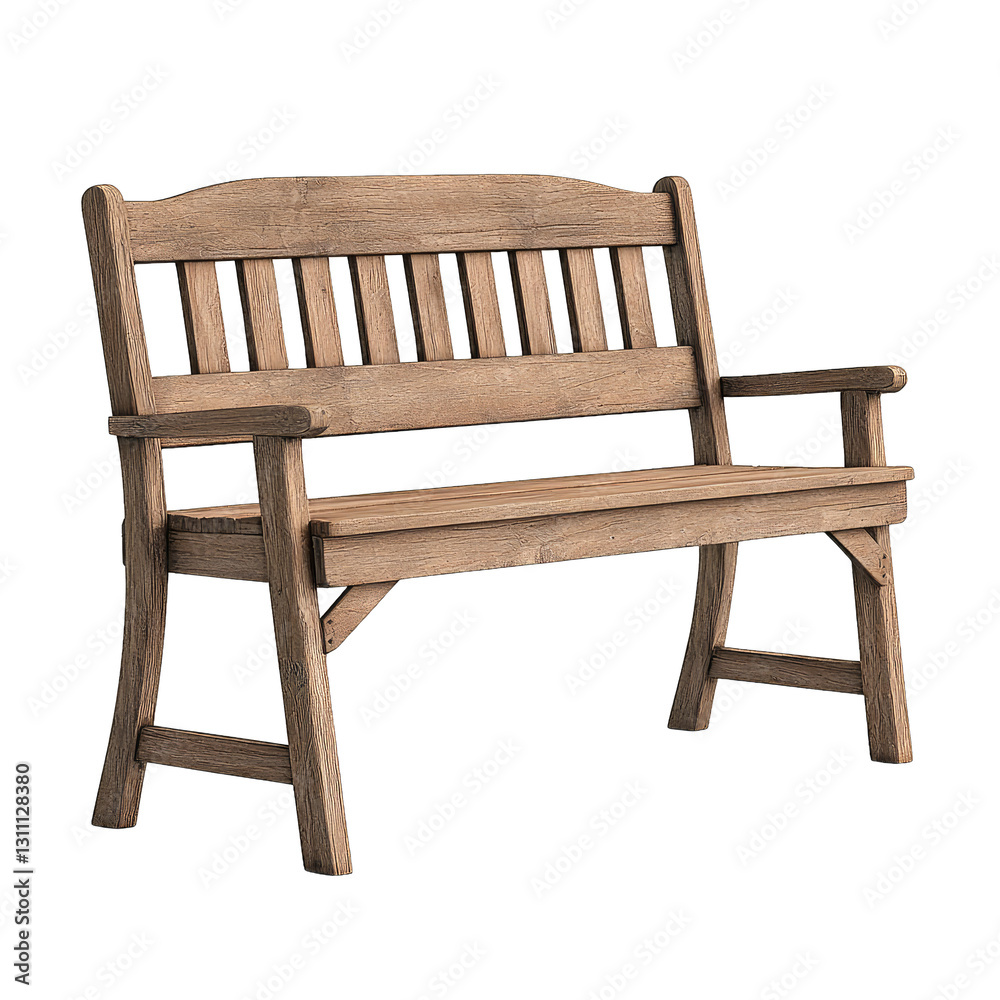 A rustic wooden bench suitable for outdoor settings. A rustic wooden bench suitable for outdoor settings.