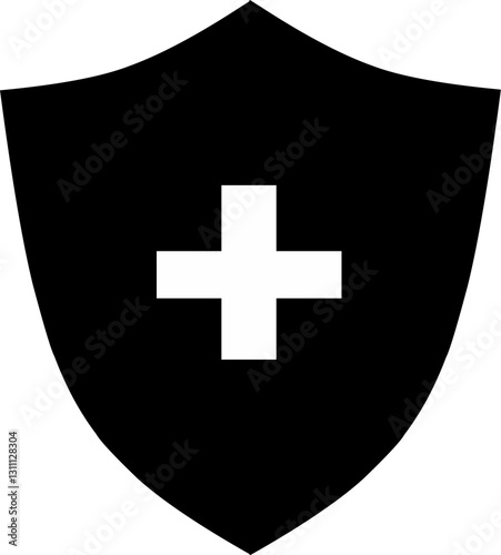 Health protection shield. Icon for design on white background.