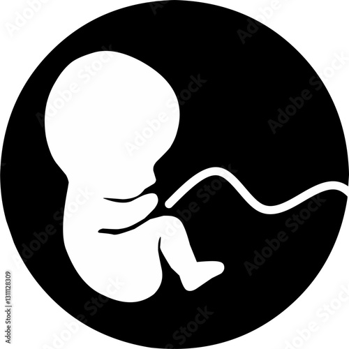 Human fetus icon or newborn and unborn baby silhouette isolated on white background. Vector illustration.