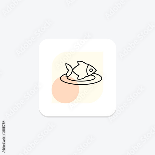 Fish minimal outline, vector, pixel perfect, illustrator file