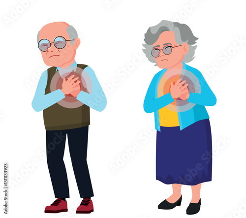 Elderly man heart attack. Heart disease in a grandfather. Heart attack in a grandmother. Heart disease in an old man. Elderly person heart attack