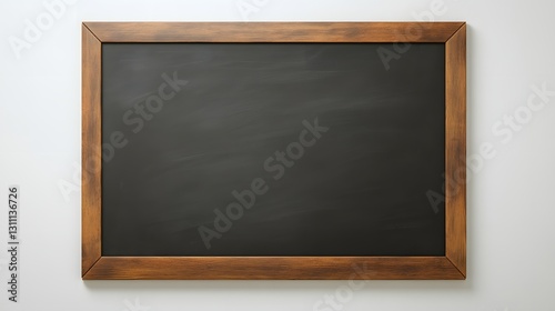 Blank Blackboard With Wooden Frame On White Background photo