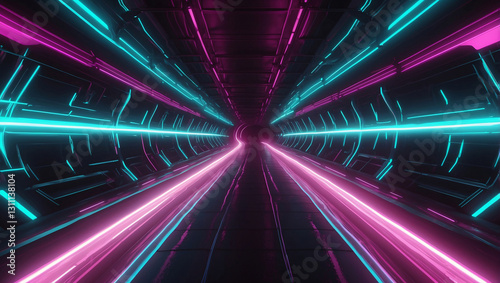 Neon-Streaked Speed Tunnel in Bold Magenta and Teal with Ultra-Fast Motion Effect