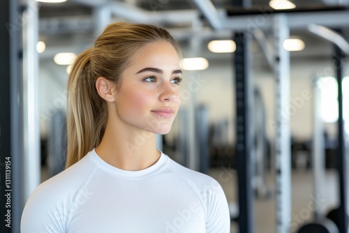 Free Download Blonde Woman, White Shirt, Gazes Ahead Confidently. - GFXLoad