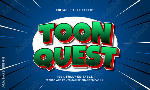 toon quest editable text effect with a comic and kids text style