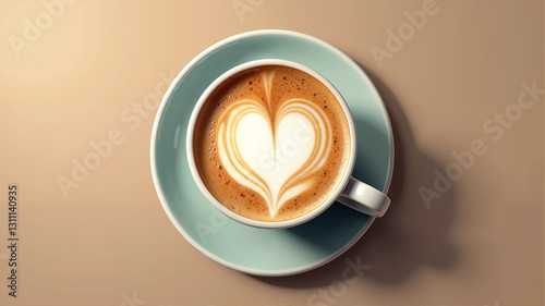 Clean background, a cup of love pulled coffee