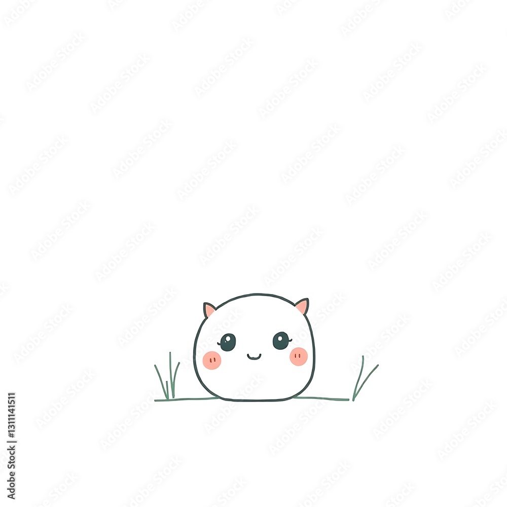 Whimsical Pastel Illustration with Playful Composition on White Background
