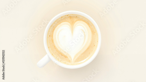 Clean background, a cup of love pulled coffee