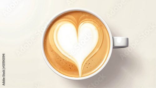 Clean background, a cup of love pulled coffee