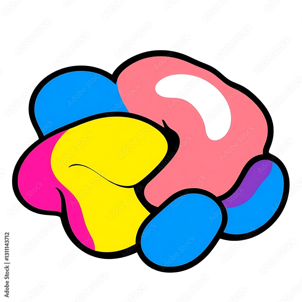 Vibrant Pop Art Illustration with Bold Primary Colors and Thick Black Outlines