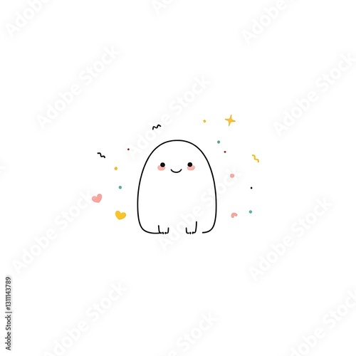 Obraz na płótnie Whimsical Minimalist Line Art Illustration with Pastel Colors on White Background w salonie