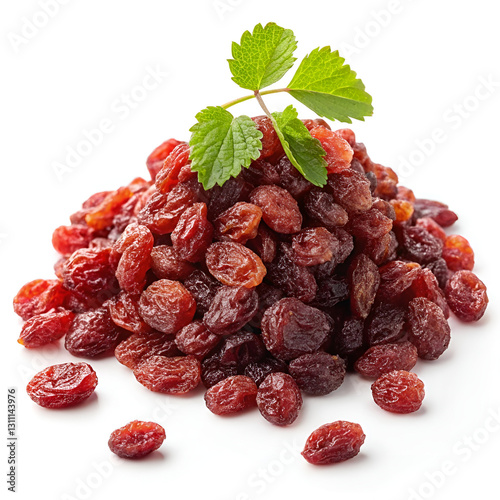 dried cranberries on white background