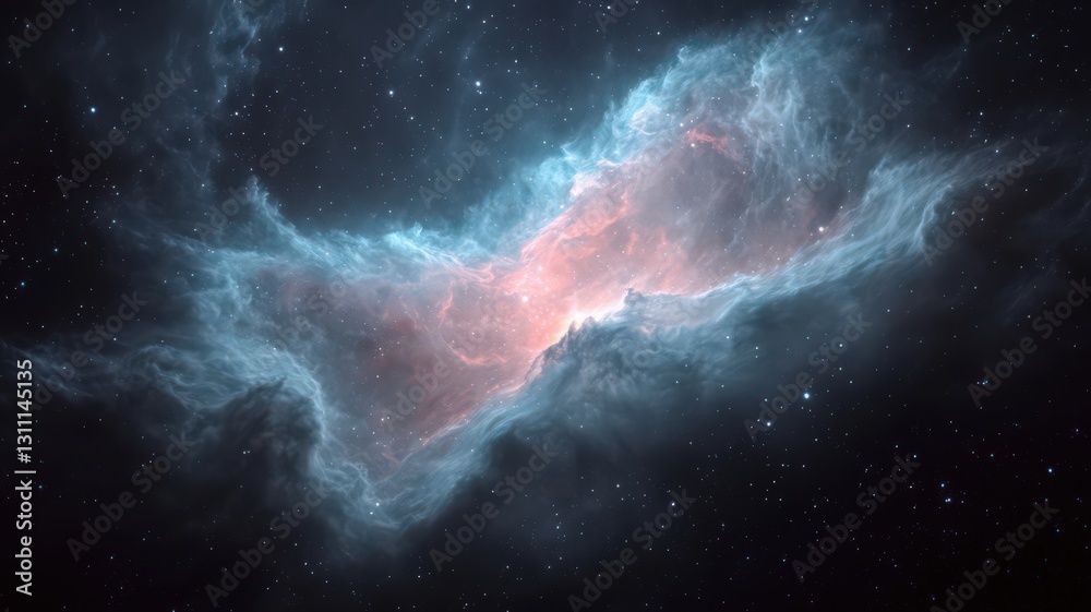 Fototapeta premium Celestial Nebula: Swirling Blue and Pink Cosmic Clouds