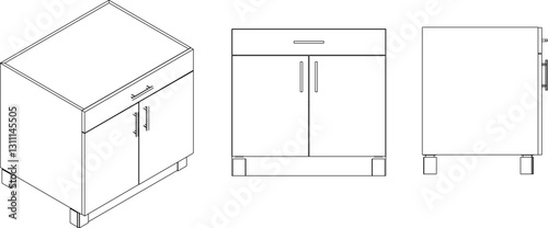 vector illustration sketch design interior furniture cabinet 