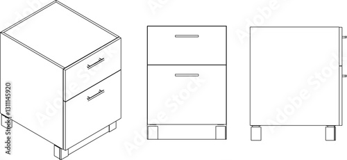 vector illustration sketch design interior furniture cabinet