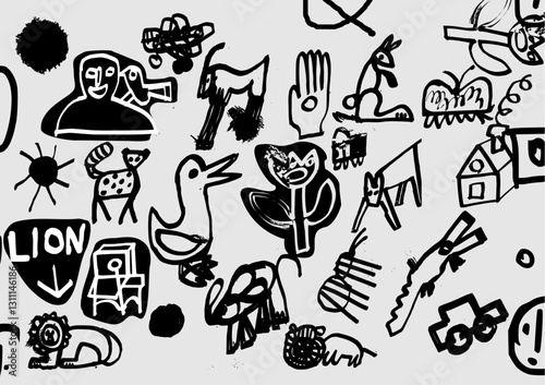 Symbolic image of various symbols and signs