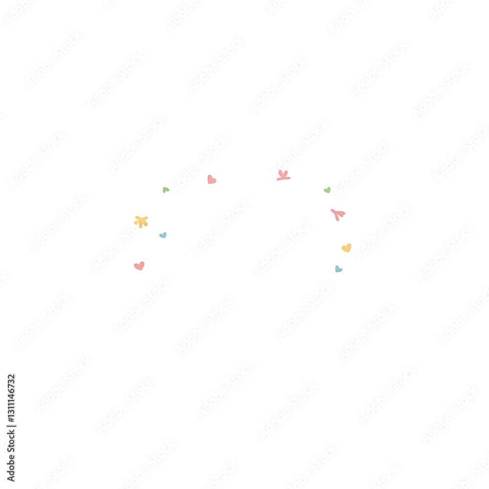 Whimsical Hand-Drawn Pastel Illustration on White Background