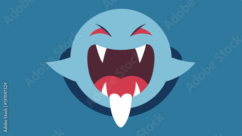 Wacky Grin with Tongue Out This illustration features a character with a wide open mouth fangs gleaming and their tongue playfully sticking out. Their facial features are