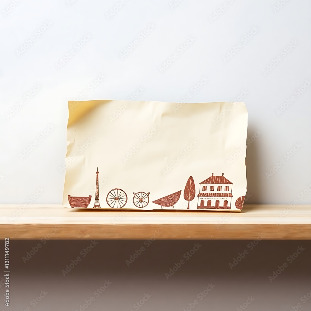 Vintage-Inspired Illustrative Graphic with Muted Tones and Textured Paper on White Background