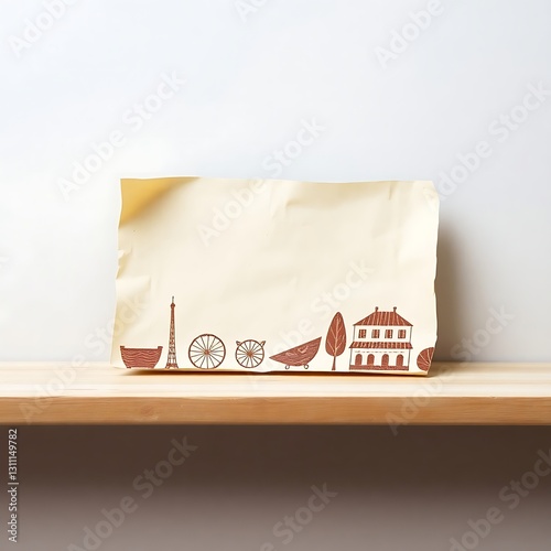Obraz na płótnie Vintage-Inspired Illustrative Graphic with Muted Tones and Textured Paper on White Background w salonie