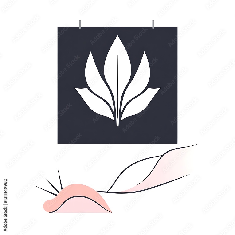 Modern Minimalist Graphic Design with Clean Lines and Sharp Edges on White Background
