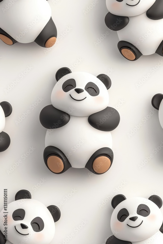 Obraz premium A 3D cartoon character of a panda, isolate on white background, perfect for fun designs.