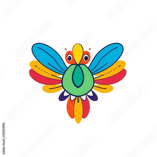 Obraz na płótnie Whimsical Bold Line Art with Saturated Colors on White Background w salonie