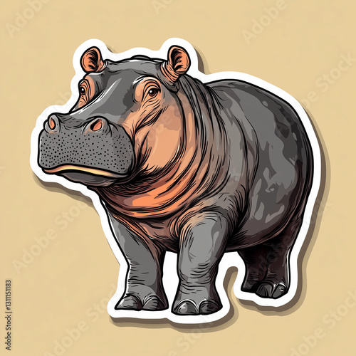 hippopotamus, sticker photo