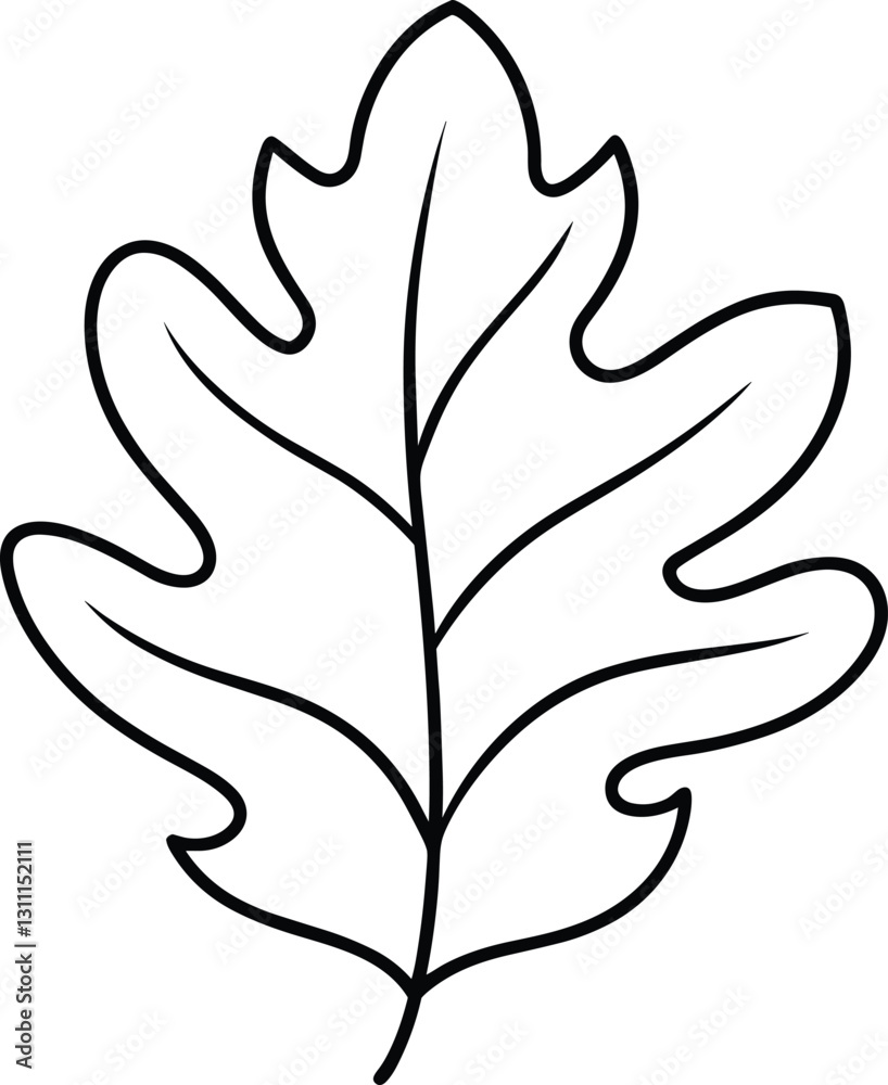 Simple Oak Leaf Outline - Minimalist Autumn Fall Vector Illustration Simple Oak Leaf Outline - Minimalist Autumn Fall Vector Illustration