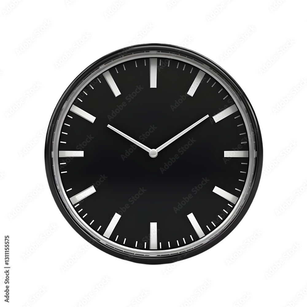 A sleek black wall clock representing modern design and punctuality in a minimalist style. A sleek black wall clock representing modern design and punctuality in a minimalist style.