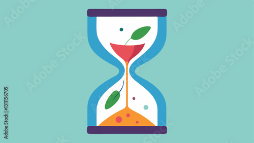 Timeless Beauty An illustration of an hourglass with youthful motifs on one side and aging motifs on the other symbolizing the timereversing effects of the exosome patches.