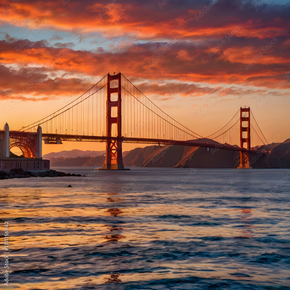 Majestic Golden Gate Bridge at Sunset Majestic Golden Gate Bridge at Sunset
