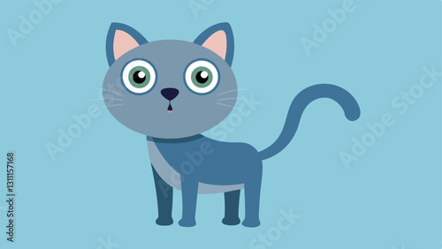 WideEyed Wonder A cartoonstyle cat with large round eyes that are wide open in shock. Its ears are perked up and slightly tilted back while its front paws are raised into the air