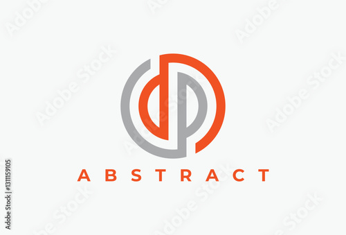 Initial Letter D and P Rounded Line Logo Design