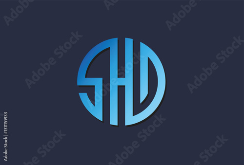 Initial Letter S H D Rounded Line Logo Design