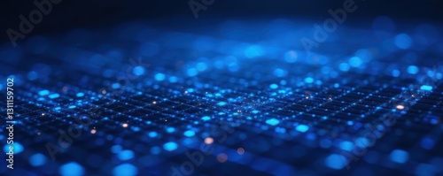 Abstract blue grid, glowing dots & squares Futuristic digital tech texture , graphic, innovation