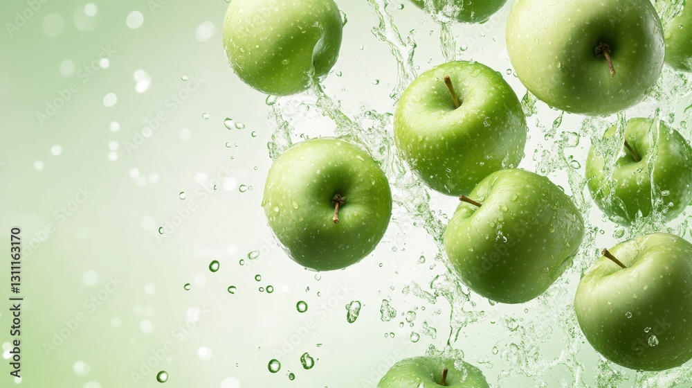 Fresh green apple with water drops isolated on white background Fresh green apple with water drops isolated on white background