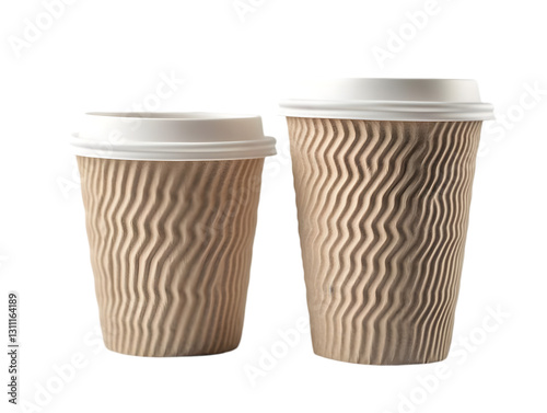 Wallpaper Mural Two disposable coffee cups with textured design, ideal for showcasing beverage culture and takeaway convenience. Torontodigital.ca