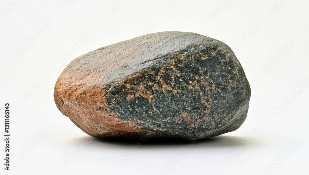 Single rounded stone on white background Single rounded stone on white background
