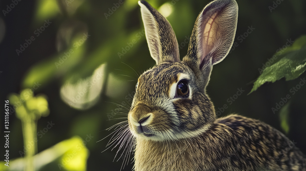 Fototapeta premium Rabbit portrait with deep contrast and fine fur detail